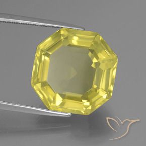 14.90 ct Yellow Quartz Stone, Natural Quartz in Asscher Cut Shape for Sale