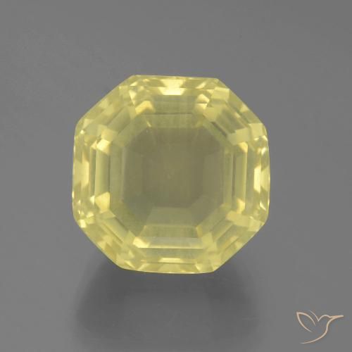 Quartz jaune de 17,33 ct, taille Asscher de 14,6 x 14,6 mm du Brésil, Photo A