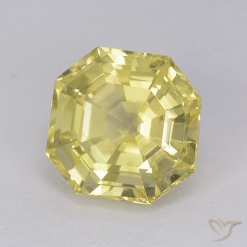 6.06 ct Yellow Quartz Stone, Natural Quartz in Asscher Cut Shape for Sale