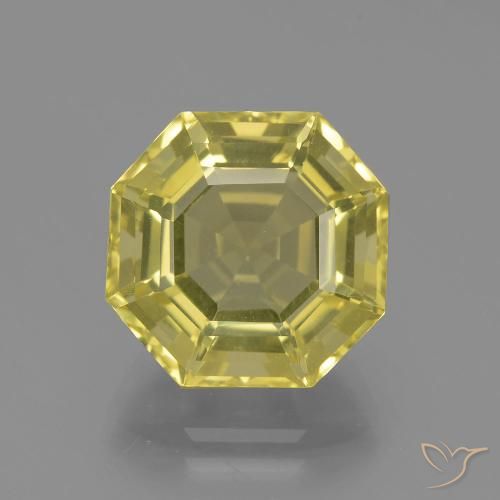 Quartz jaune de 7,77 ct, taille Asscher de 12,6 x 12,5 mm du Brésil, Photo A