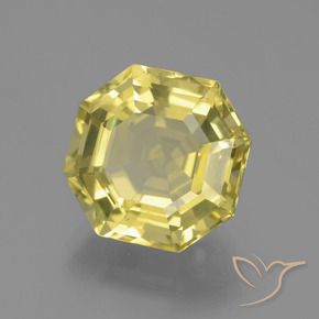 7.77 ct Yellow Quartz Stone, Natural Quartz in Asscher Cut Shape for Sale