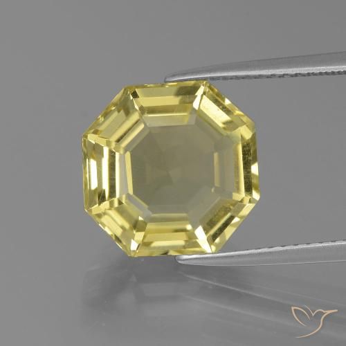6.03 ct Yellow Quartz, 12 x 11.8 mm Asscher Cut From Brazil, Photo A