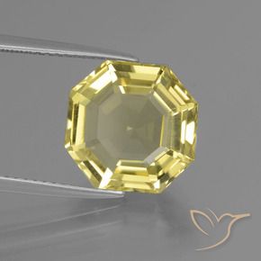 6.03 ct Yellow Quartz Stone, Natural Quartz in Asscher Cut Shape for Sale