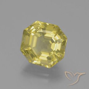 6.08 ct Yellow Quartz Stone, Natural Quartz in Asscher Cut Shape for Sale