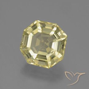 6.27 ct Yellow Quartz Stone, Natural Quartz in Asscher Cut Shape for Sale