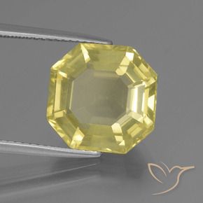7.26 ct Yellow Quartz Stone, Natural Quartz in Asscher Cut Shape for Sale