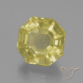 9.13 ct Yellow Quartz Stone, Natural Quartz in Asscher Cut Shape for Sale