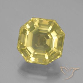 8.10 ct Yellow Quartz Stone, Natural Quartz in Asscher Cut Shape for Sale