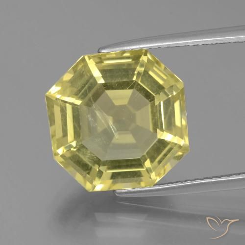 7.95 ct Yellow Quartz, 13 x 13 mm Asscher Cut From Brazil, Photo A