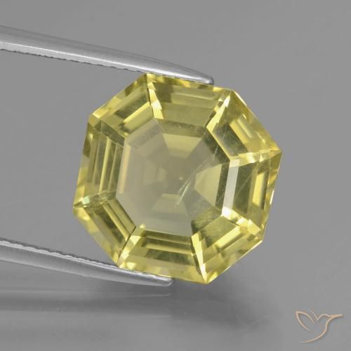 7.95 ct Yellow Quartz Stone, Natural Quartz in Asscher Cut Shape for Sale