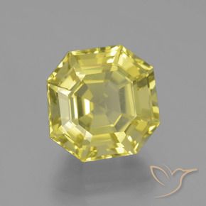 8.34 ct Yellow Quartz Stone, Natural Quartz in Asscher Cut Shape for Sale