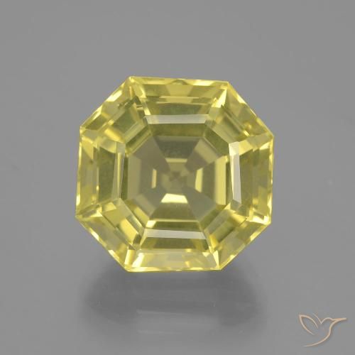 11.40ct Natural Light Pineapple Yellow Quartz, Emerald Cut, VVS