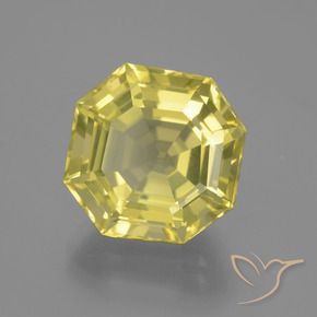 11.40 ct Yellow Quartz Stone, Natural Quartz in Asscher Cut Shape for Sale