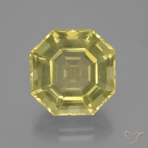 12.01ct Natural Light Pineapple Yellow Quartz, Emerald Cut, VVS