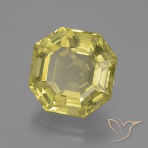 12.01 ct Yellow Quartz Stone, Natural Quartz in Asscher Cut Shape for Sale