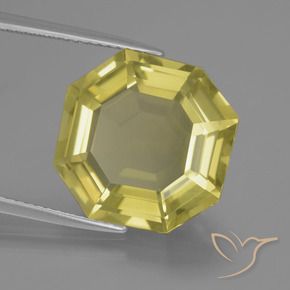 11.80 ct Yellow Quartz Stone, Natural Quartz in Asscher Cut Shape for Sale