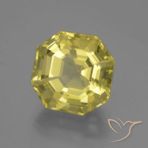 11.44 ct Yellow Quartz Stone, Natural Quartz in Asscher Cut Shape for Sale