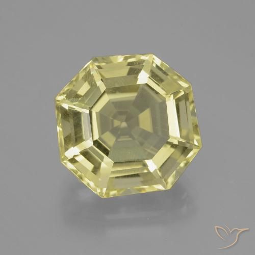 14 x 13,8mm octagonschliff gelber Quarz aus Brasilien, Gewicht 10,06 ct, 1 Stück Quarz - Farbe: Blasses Gelb, natürlicher Edelstein in VVS-VS Reinheit, Mohs-Härte von 7 Geeignet für den täglichen Gebrauch im Schmuck, Photo A