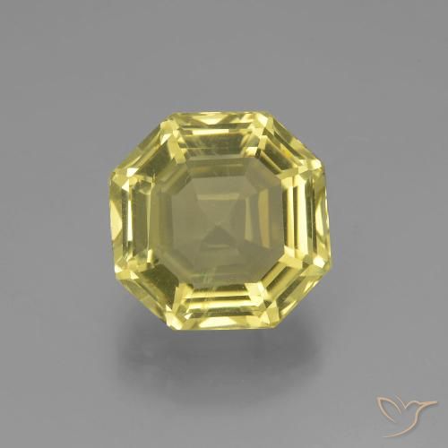 8.16 ct Yellow Quartz, 12.3 x 12.2 mm Asscher Cut From Brazil, Photo A