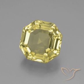 8.16 ct Yellow Quartz Stone, Natural Quartz in Asscher Cut Shape for Sale
