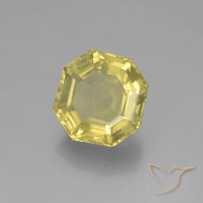 5.65 ct Yellow Quartz Stone, Natural Quartz in Asscher Cut Shape for Sale