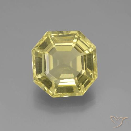 7.35ct Natural Light Pineapple Yellow Quartz, Emerald Cut, VVS-VS