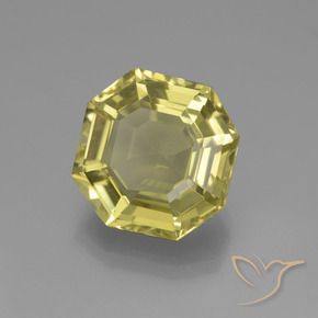 7.35 ct Yellow Quartz Stone, Natural Quartz in Asscher Cut Shape for Sale