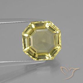 6.81 ct Yellow Quartz Stone, Natural Quartz in Asscher Cut Shape for Sale