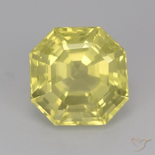 Quartz jaune de 7,16 ct, taille Asscher de 11,3 x 11,3 mm du Brésil, Photo A
