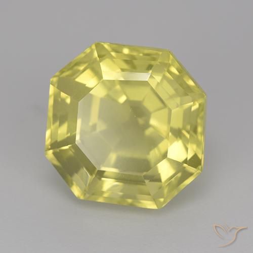 7.16 ct Yellow Quartz Stone, Natural Quartz in Asscher Cut Shape for Sale