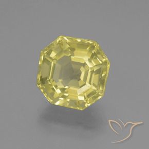 5.51 ct Yellow Quartz Stone, Natural Quartz in Asscher Cut Shape for Sale