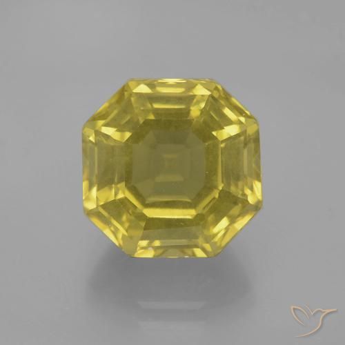 7.58ct Natural Medium Yellow Quartz, Emerald Cut, VS