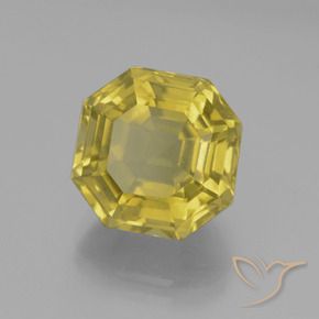 7.58 ct Yellow Quartz Stone, Natural Quartz in Asscher Cut Shape for Sale