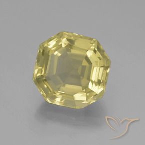 5.54 ct Yellow Quartz Stone, Natural Quartz in Asscher Cut Shape for Sale