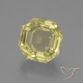 5.57 ct Yellow Quartz Stone, Natural Quartz in Asscher Cut Shape for Sale