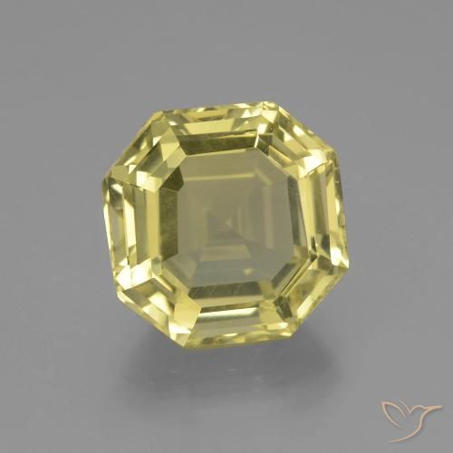 7.03 ct Yellow Quartz, 12 x 11.9 mm Asscher Cut From Brazil, Photo A