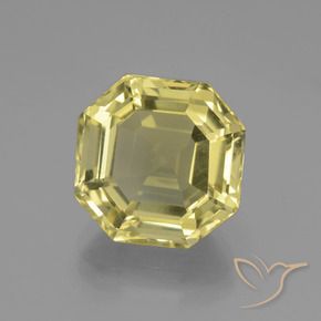 7.03 ct Yellow Quartz Stone, Natural Quartz in Asscher Cut Shape for Sale