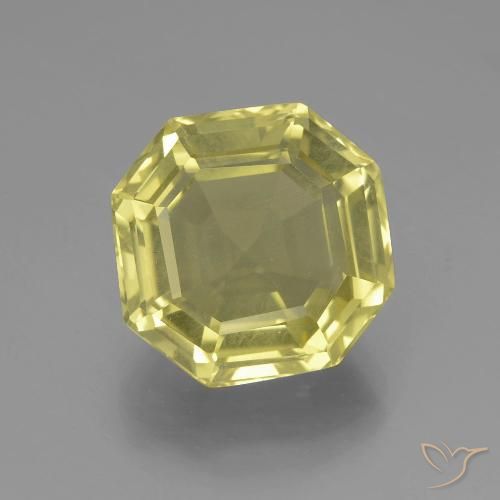 7.7 ct Yellow Quartz, 12.3 x 12.3 mm Asscher Cut From Brazil, Photo A