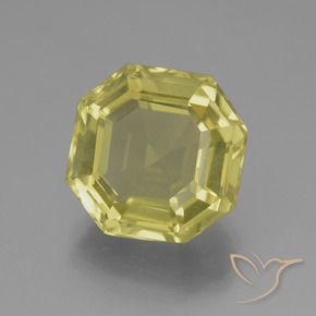 7.70 ct Yellow Quartz Stone, Natural Quartz in Asscher Cut Shape for Sale