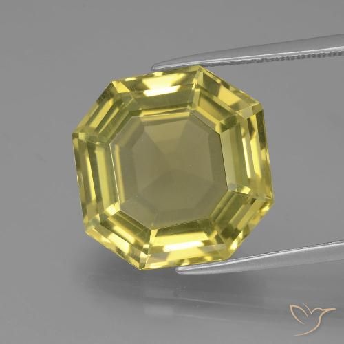 13.72ct Natural Pineapple Yellow Quartz, Emerald Cut, VVS