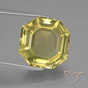 13.72 ct Yellow Quartz Stone, Natural Quartz in Asscher Cut Shape for Sale