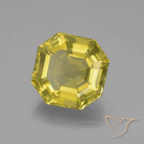 11.35 ct Yellow Quartz Stone, Natural Quartz in Asscher Cut Shape for Sale