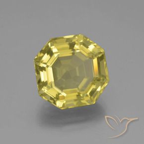 8.05 ct Yellow Quartz Stone, Natural Quartz in Asscher Cut Shape for Sale