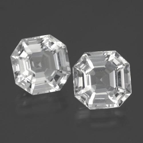 Paire de quartz Octogone / coupe Émeraude 10 x 10mm assorties - Poids total 8,23 ct / moyenne 4,12 ct chacune, couleur Blanc et pureté vvs, pierre gemme naturelle Non traité, dureté de Mohs 7 convient aux bijoux de tous les jours, pierre de sagesse, Photo A