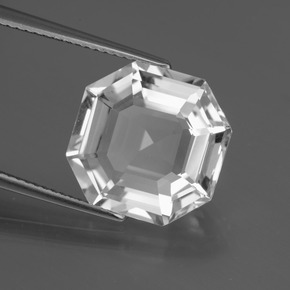 8.35 ct White Quartz Stone, Natural Quartz in Asscher Cut Shape for Sale