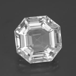13.16 ct White Quartz Gemstone, Quartz Gem in Asscher Cut Shape for Sale.