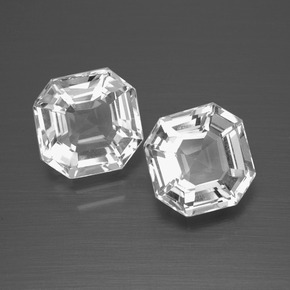 3.99 ct White Quartz Stone, Natural Quartz in Asscher Cut Shape for Sale