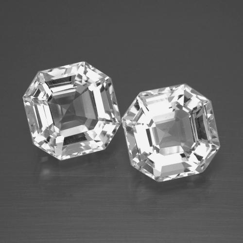 7.69 ctw White Quartz Stones, Natural Quartz in Asscher Cut Shape for Sale