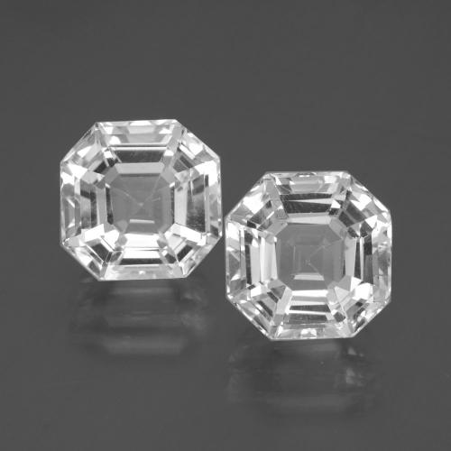 2 Quartzs Octogone / coupe Émeraude assorties de 10,2 x 10,2mm, poids total de 10,37 ct / moyenne de 5,19 ct chacune, Blanc clair à pureté vvs-vs, pierre gemme naturelle Non traité, dureté Mohs de 7 convient aux bijoux de tous les jours, pierre de sagesse, Photo A