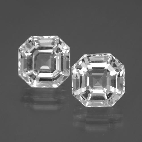 Coppia Quarzo Ottagonale / Taglio smeraldo abbinata 10,4 x 10,3mm - Peso 10,45 ct totali / media. 5,23 ct ciascuno, pietra preziosa naturale non trattati, colore Bianco trasparente in purezza VVS-VS, durezza Mohs 7 adatto per gioielli da indossare ogni giorno, Photo A